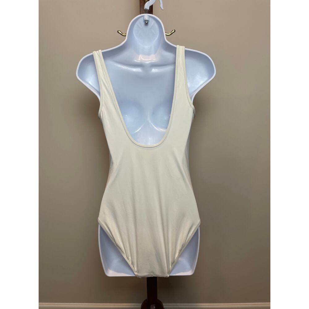 Ralph Lauren Cream One‑Piece Swimsuit Gold Zipper Detail Size 10 - Picture 4 of 8